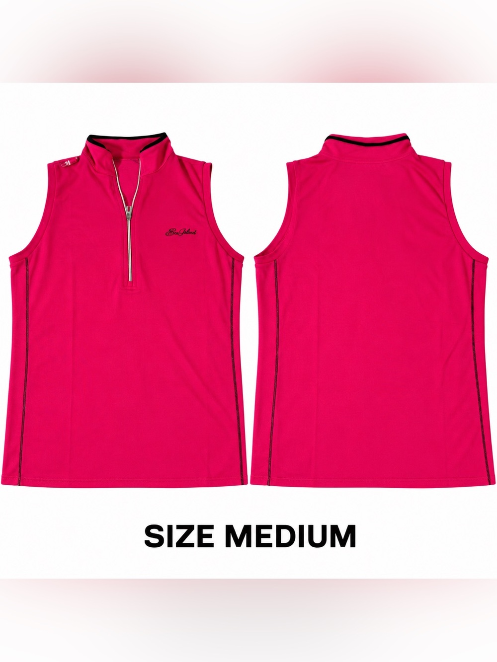Women Sleeveless Zip Golf Polo - Pink -